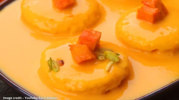 મેંગો રસમલાઈ - Mango rasmalai - મેંગો રસમલાઈ બનાવવાની રીત - Mango rasmalai banavani rit - Mango rasmalai recipe in gujarati