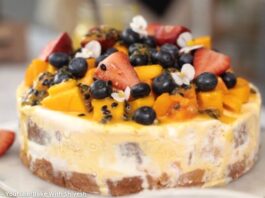 મેંગો આઈસક્રીમ કેક - Mango Ice Cream Cake - મેંગો આઈસક્રીમ કેક બનાવવાની રીત - Mango Ice Cream Cake banavani rit - Mango Ice Cream Cake recipe in gujarati