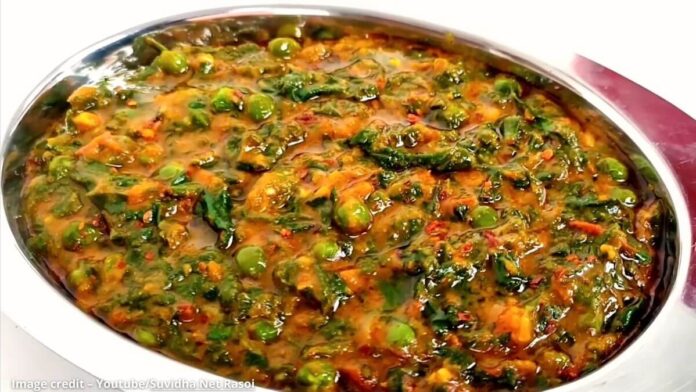 Palak besan matar nu shaak પાલક બેસન મટર નું શાક - Palak besan matar nu shaak - પાલક બેસન મટર નું શાક ની રેસીપી - Palak besan matar nu shaak ni recipe
