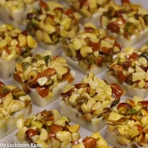 white dry fruit chocolate - વ્હાઇટ ડ્રાયફ્રુટ ચોકલેટ