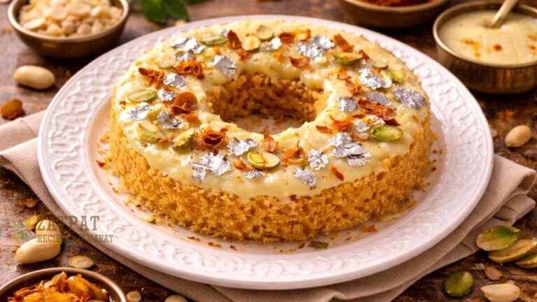 Ghau na lot ni Ghevar Recipe in Gujarati | ઘઉંના લોટની ઘેવર| No Maida Ghevar