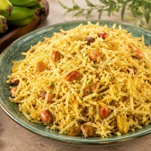 Kacha Kela no Farali Chevdo in Gujarati - કાચા કેળાનો ચેવડો