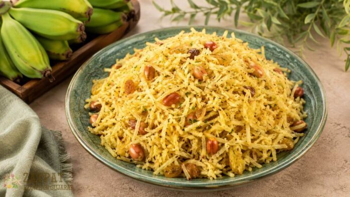 Kacha Kela no Farali Chevdo in Gujarati - કાચા કેળાનો ચેવડો
