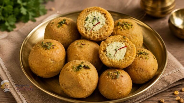 Mava Besan Na Ladoo in Gujarati | માવા બેસન લાડુ | Stuffed Besan Ladoo